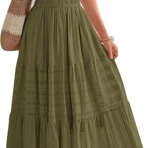 Womens Summer 2025 Casual Midi Maxi Dresses Lightweight Short Sleeve V Neck Elas